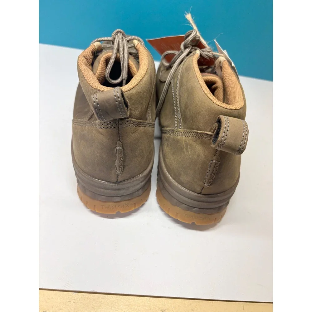 Twisted X Mens 11.5M Brown Saddle Leather 4in Moc Nano Toe Chukka Work Boots